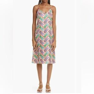 Casablanca Tennis Monogram Print Silk Slipdress, size 6 US/38 FR